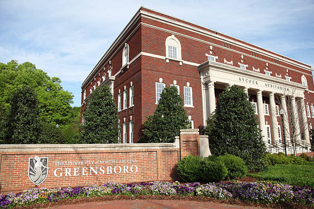 University of North Carolina at Greensboro Greensboro, North Carolina, USA - April 1, 2012: The Aycock Auditorium and front entrance of the University of North Carolina at Greensboro  university of north carolina photos stock pictures, royalty-free photos & images