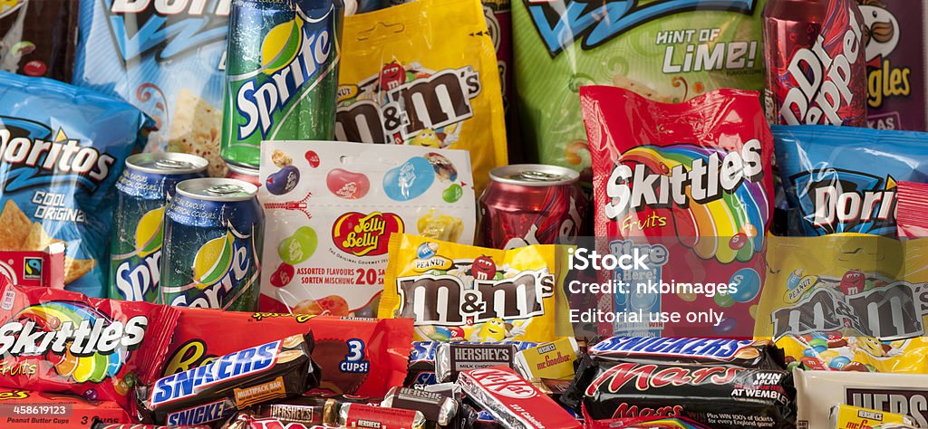 Grand groupe de sucreries panorama - Photo de Bonbon Skittles libre de droits