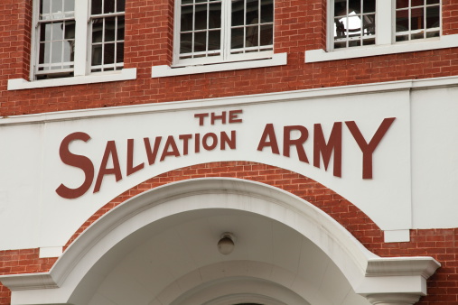 Perth, Australia - December 9, 2011: The Salvation Army is an international charitable organisation. Here is signage on a building in downtown Perth, Western Australia.
