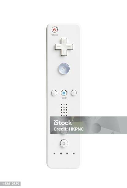 Foto de Branco Videogame Wii Sem Fio Para Controle Remoto Isolado Com Traçado De Recorte e mais fotos de stock de Nintendo Wii