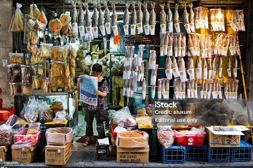 Dried food store Macau, China - Lizenzfrei Zeitung Stock-Foto