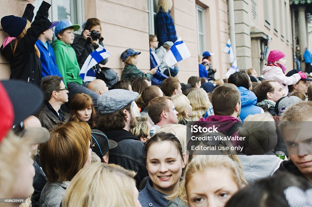 Celebração Campeonato mundial de hóquei no gelo - Foto de stock de Bandeira Finlandesa royalty-free