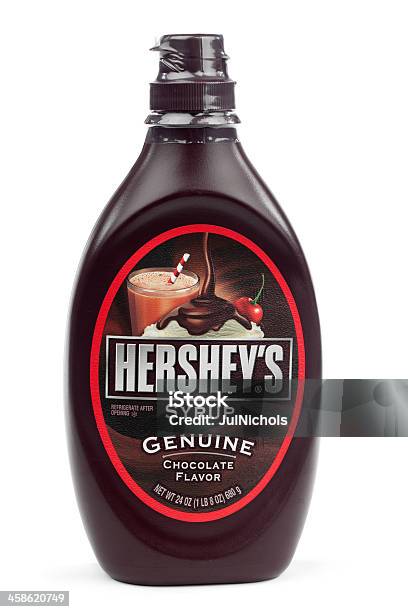 Hersheys Syrup Isolated Stock Photo - Download Image Now - Chocolate, Bottle, Syrup