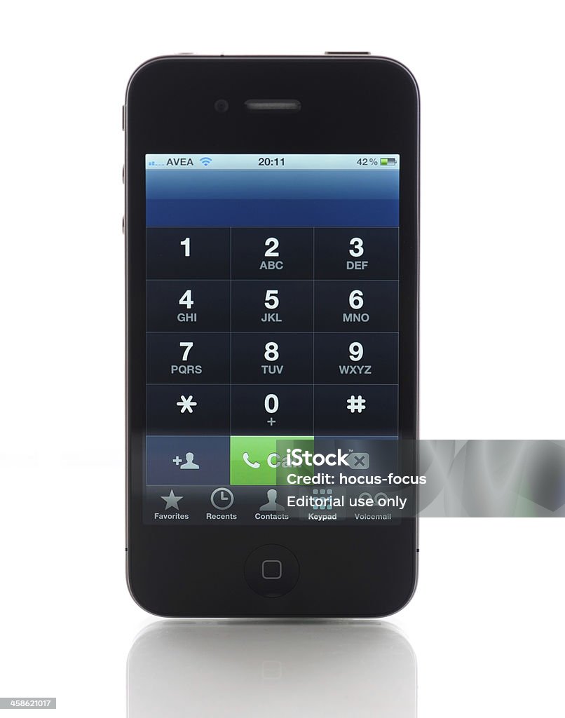 Teclado de telefone no iPhone 4 - Foto de stock de Agenda Eletrônica royalty-free