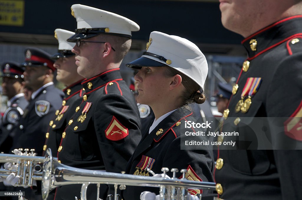 USA. Marine Corps Blaskapelle Mitglieder NYPD-Service, NYC - Lizenzfrei Besonderes Lebensereignis Stock-Foto