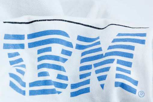 Cantley, Quebec, Canada - June 3, 2012: IBM logo on a flag in cotton. IBM or International Business Machines Corporation is an American multinational technology and consulting corporation headquartered in Armonk, New York, United States.