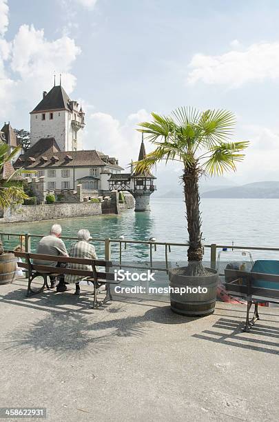 Oberhofen Castle On Lake Thun Switzerland Stock Photo - Download Image Now - Active Lifestyle, Active Seniors, Adults Only