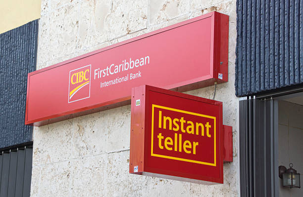 cibc primera internacional y caribeña logotipo de señal de banco - named financial services company fotografías e imágenes de stock