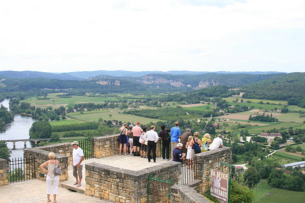 02/01/2024 Sarlat-la-Canéda is a medieval town in southwest France's Dordogne department. Perigord Region. View of the medieval streets of this famous town. There are no visible people in the picture. Looking down on the town.