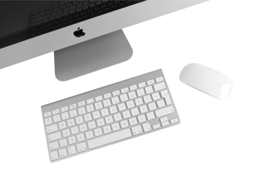 Old fashioned clean desktop computer keyboard on the white background (Clipping Path)