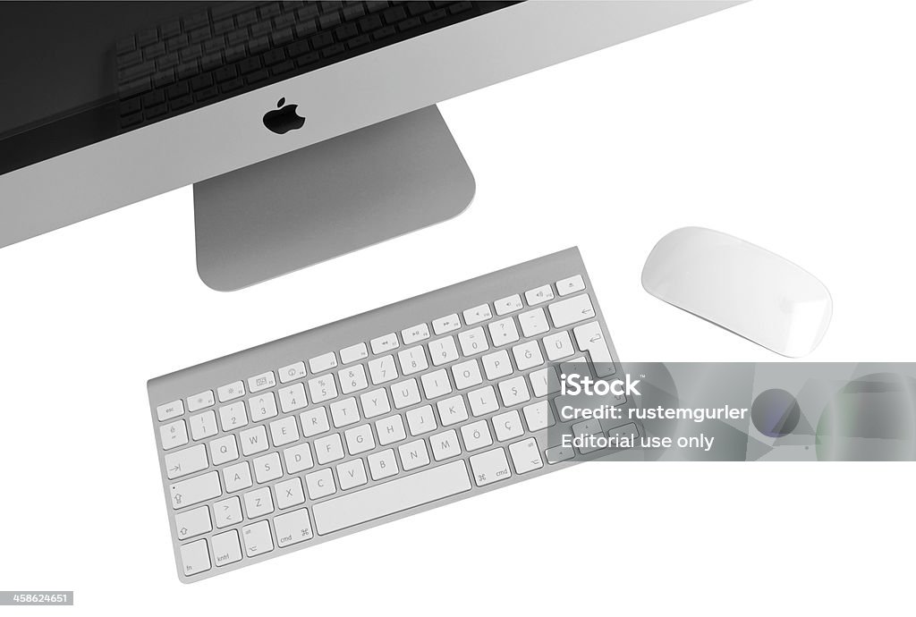 Компьютер Apple iMac 27 дюймов - Стоковые фото Компьютерная клавиатура роялти-фри