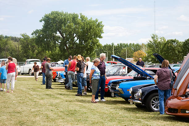 Classic Car Show - Automobiles and People stock photo