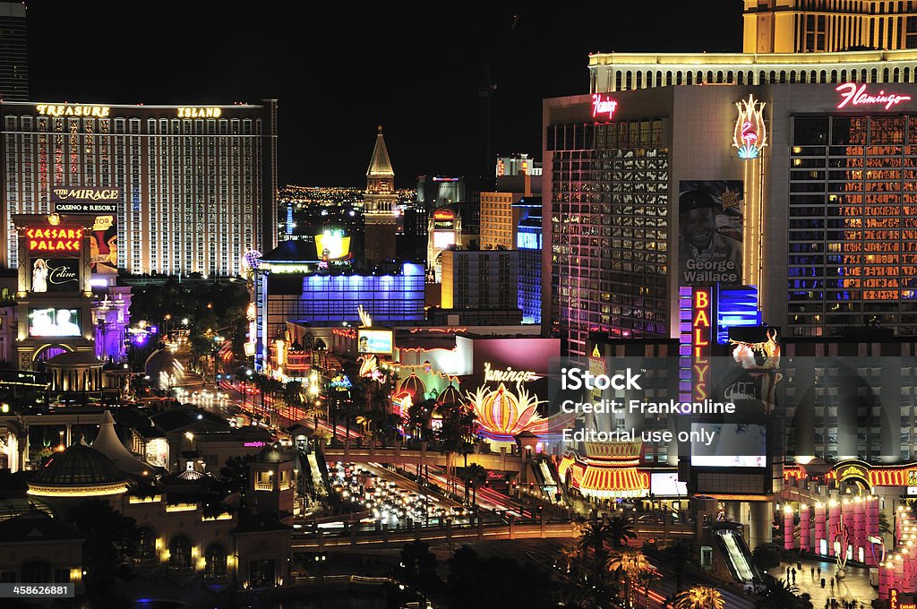 Las Vegas bei Nacht - Lizenzfrei Ansicht aus erhöhter Perspektive Stock-Foto