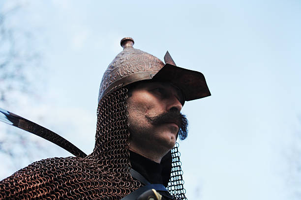 Basra, Turkey - April 9, 2011: Ottoman soldier Janissary. Janissary units are formed the Ottoman sultan\\'s household troops and bodyguards. The Janissaries were mostly chosen among the non-Muslim children with a strong physique in Anatolia and the Balkan peninsula .Image is captured during the traditional celebrations of the conquest of city Bursa from the Byzantines in 1326.