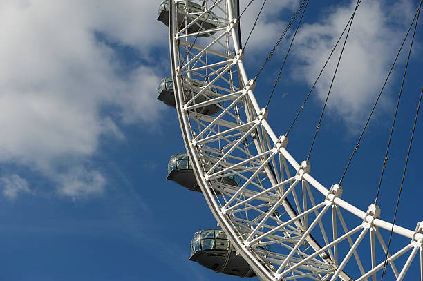 London, England - May 2, 2011: London's famous ferris wheel called the London Eye taken from a penthouse by trafalgar square. The London Eye is also known as the Millennium Wheel. It was built in 1999 and is 443 feet tall.