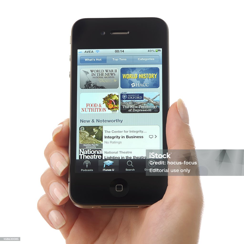iTunes na Apple iPhone 4 - Zbiór zdjęć royalty-free (Aktualizacja - komunikat)