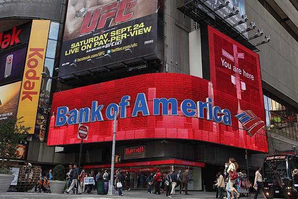 Bank of America Times Square video display stock photo