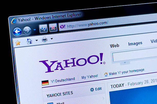 Yahoo - Macro shot of real monitor screen stock photo