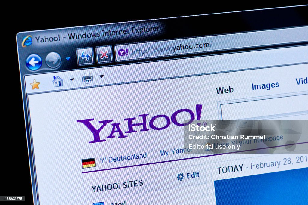 Yahoo-foto Macro de monitor tela real - Foto de stock de Yahoo! - Marca comercial royalty-free