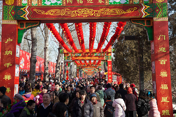 Beijing, China - January 25, 2012: Visitors enjoy the Spring Festival Temple Fair at Longtan Lake Park, for the celebrations of the Chinese New Year.