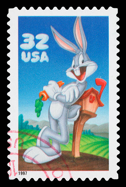 bugs bunny briefmarke usa - postage stamp correspondence postmark macro stock-fotos und bilder