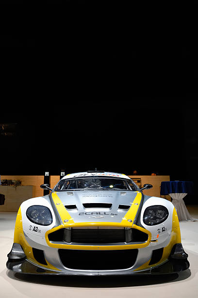 Amsterdam, The Netherlands - March 27, 2007: Aston Martin DBR9 racing car on display during the 2007 Amsterdam Motor Show. This DBR9 was taking part in the Belgian GT championship.
