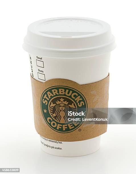Former Logo On Starbucks Cup With Sleeve Stock Photo - Download Image Now - Cup, Starbucks, Coffee Cup