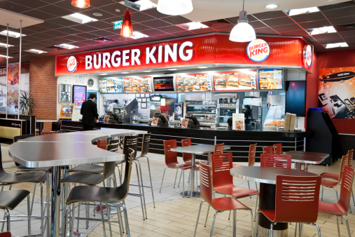 Astanbul, Turkey - March 04, 2011: The interior of a Burger King location on city airport in Istanbul. Burger King is a global fast food chain that reported having over 12,200 locations worldwide as of 2010.
