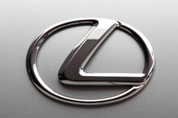 Lexus logo on the trunk of new hybrid GS 450h stock photo