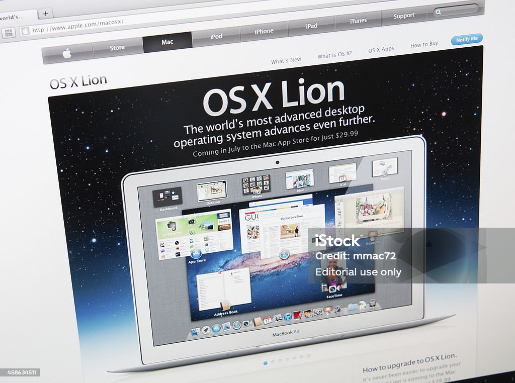 Werbung für die neue OS X Lion - Lizenzfrei Auslage Stock-Foto