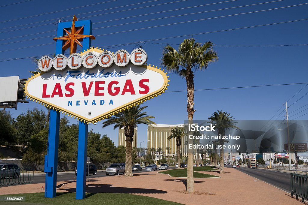 Herzlich willkommen im Las Vegas Sign - Lizenzfrei Editorial Stock-Foto