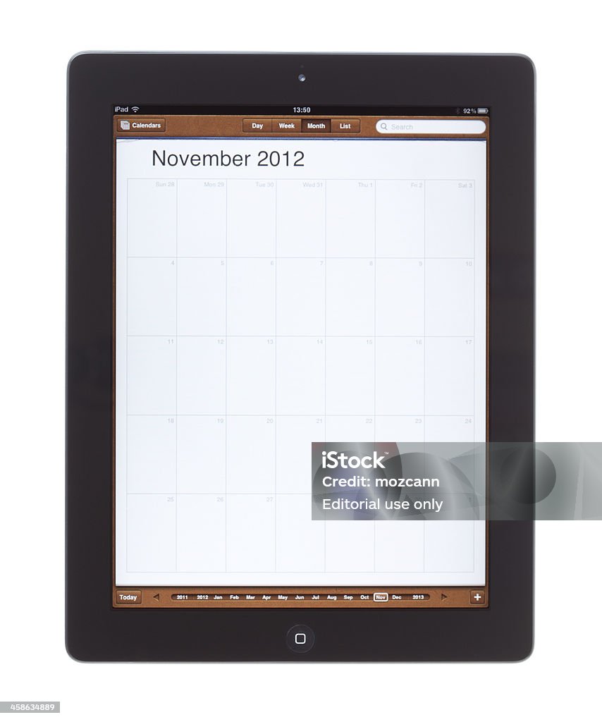 De noviembre de 2012 calendario en Ipad 2 - Foto de stock de Calendario libre de derechos