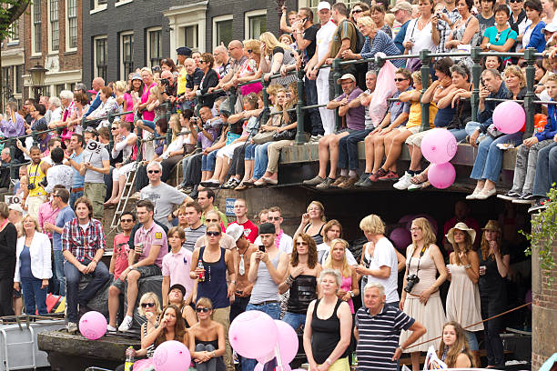 amsterdam crowd stock photo