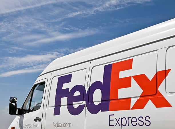 FedEx van - fotografia de stock