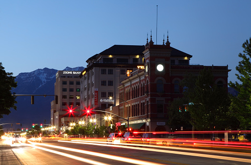 Provo, Utah, USA - May 13 2012: Downtown skyline in the financial district of the third most populous city in Utah