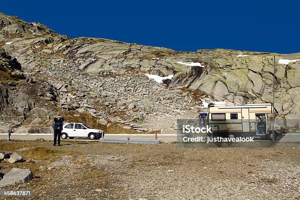 Tourists On Top Of San Gottardo Stock Photo - Download Image Now - Adult, Car, Concepts