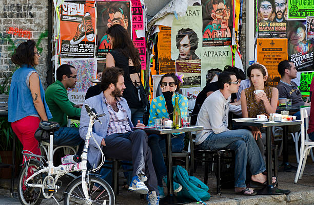 Tel Aviv Outdoor Cafe stock photo
