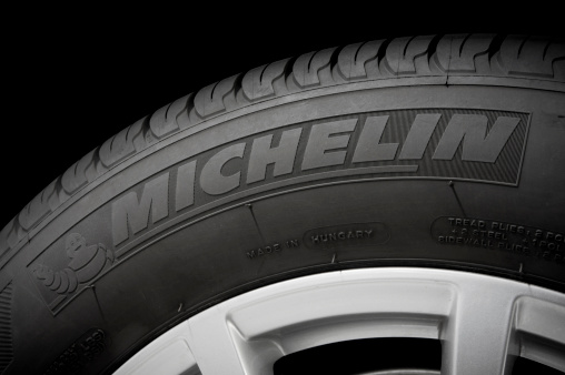 Toronto, ON, Canada - December 17, 2011: Close up of a Michelin tire. Michelin is a tire manufacturer based in Clermont-Ferrand, France.