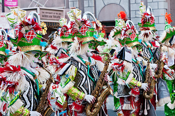 Mummers desfile anual de Filadélfia na frente de Merriam Theater - foto de acervo