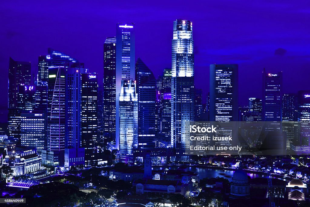 Singapore City Singapore City, Singapore - December 14, 2011: The Central Business District in Singapore City at twilight Aerial View Stock Photo
