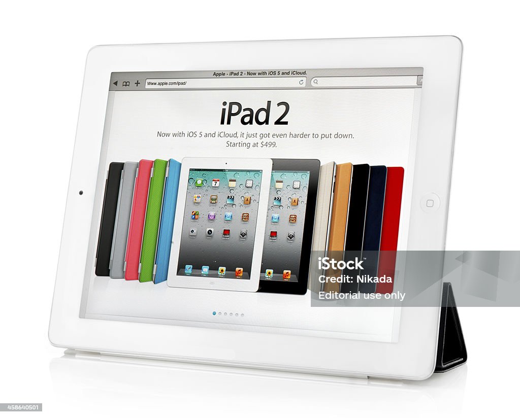 Biały Apple iPad 2 z - Zbiór zdjęć royalty-free (Białe tło)