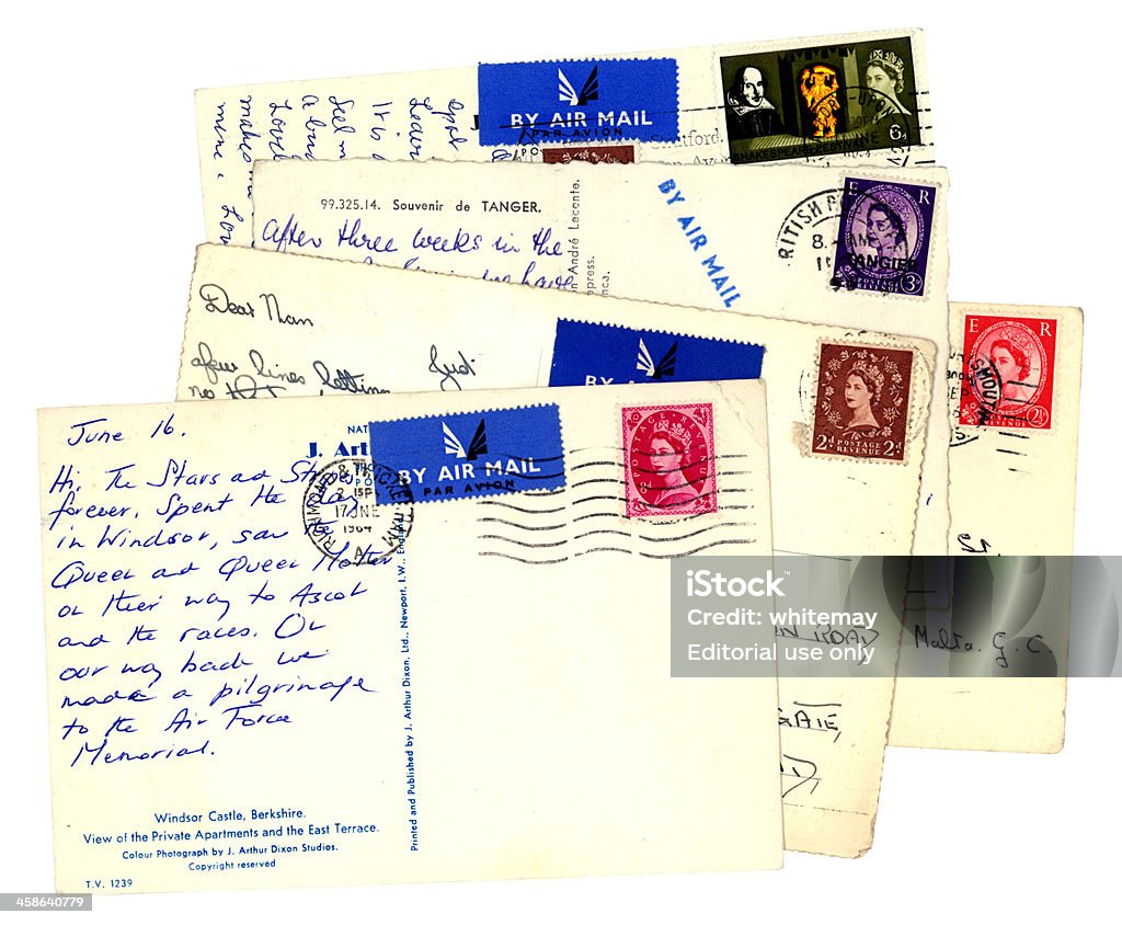 Groupe de vieilles cartes postales airmail Britannique - Photo de 1950-1959 libre de droits