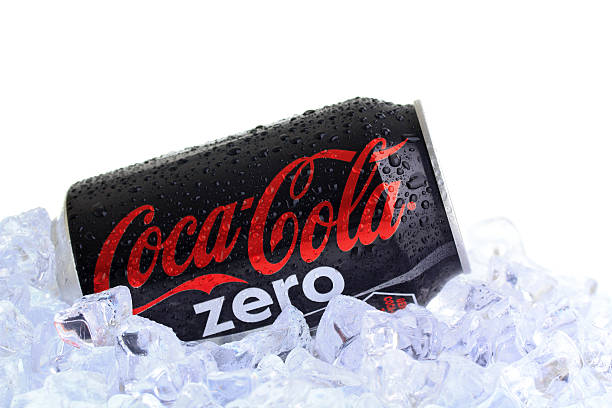 Coca-Cola Zero Can on Ice Izmir, Turkey - July 2, 2011: Coca-Cola Zero can on ice. Coca-Cola is a carbonated soft drink sold in the stores, restaurants, and vending machines of more than 200 countries. It is produced by The Coca-Cola Company of Atlanta, Georgia coke zero photos stock pictures, royalty-free photos & images