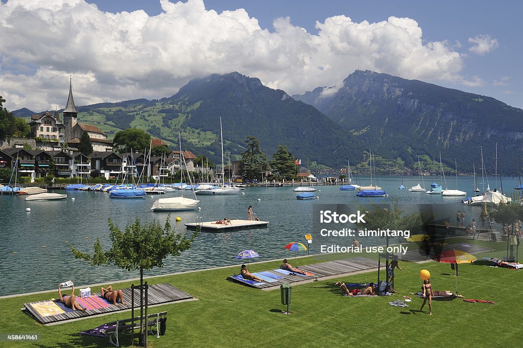 Waterfront Park no Spiez - Royalty-free Ao Ar Livre Foto de stock