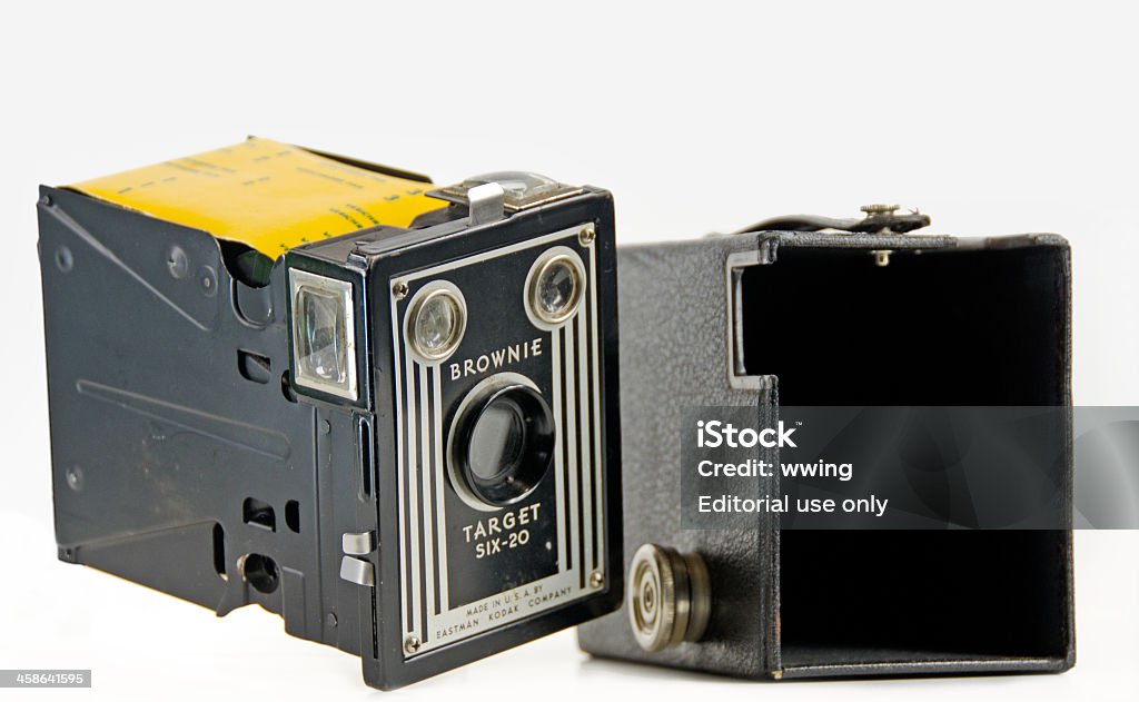 Kodak caixa câmera aberto - Foto de stock de Antiguidade royalty-free