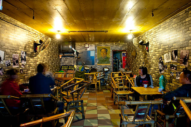 Chengu, China - October 12, 2010: The interior of a very historical teahouse in Chengdu, which is considered one fo the most relaxing city in China. Howerver, with the modernization of China, this kind of tea houses are being replaced with much new tea houses and cafes day by day.