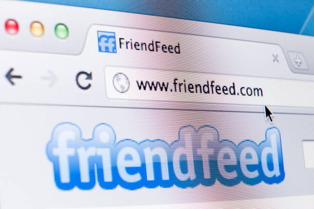 friendfeed pagina web al browser - friendfeed foto e immagini stock