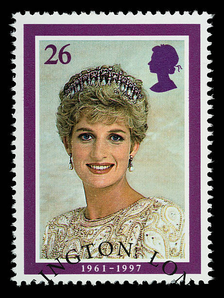 prinzessin diana briefmarke - old fashioned collection correspondence history stock-fotos und bilder