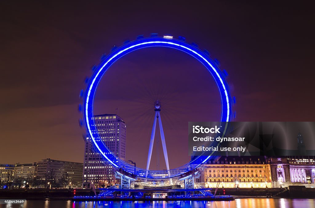 London Eye, noite, South Bank. - Foto de stock de Néon royalty-free