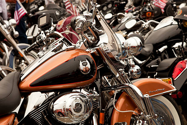 Harley Davidson Road King at Wounded Warrior Motorcycle Rally Hackensack New Jersey, USA - May, 21st 2011: Harley Davidson Road King Motorcycle at the Freedom Run Motorcycle Rally, all donations from the rally go to the Wounded Warrior Project that honors our brave wounded military men and women of this generation. harley davidson rally stock pictures, royalty-free photos & images